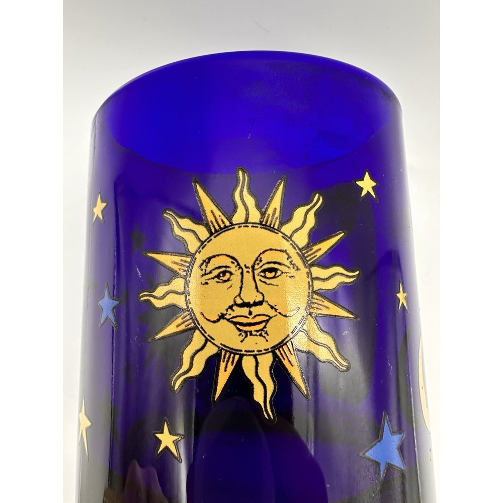 Vintage 90's Libbey Cobalt Blue Celestial Sun & Moon Mug FRIENDS USA Excel Cond - Picture 7 of 7
